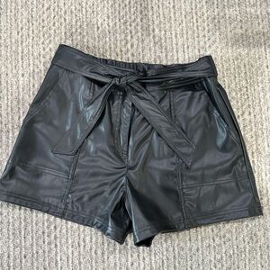 Women’s faux black leather shorts, NWT!